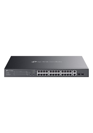 Omada Es228gmp, 28 Port Gigabit, 24 Port Poe+, 2 Port Gigabit Sfp, 384w, Yönetilebilir, Metal Kasa Rackmount Switch