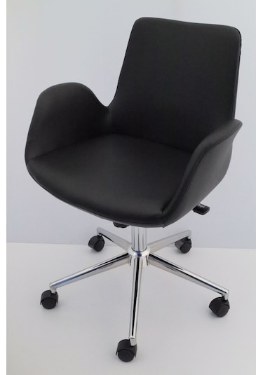 Hava Siyah Deri Ofis Çalışma Koltuğu