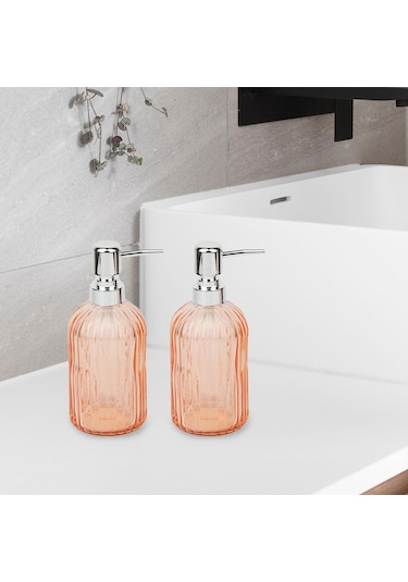 Suntek 2 Adet Cam Sabunluk Dispenseri Mutfak Çamaşır Turuncu Turuncu