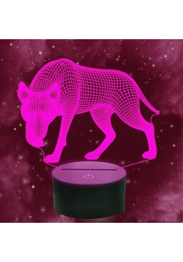 Goldenqian 3d Kurt Gece Lambası Led Lamba Illusion 7 Renk Değiştirme Dokunmatik Anahtarı Masa Masa Dekorasyon Lambaları Doğum Günü Hediyesi Akrilik Taban Usb Kablosu Oyuncak 0xh0ce Siyah
