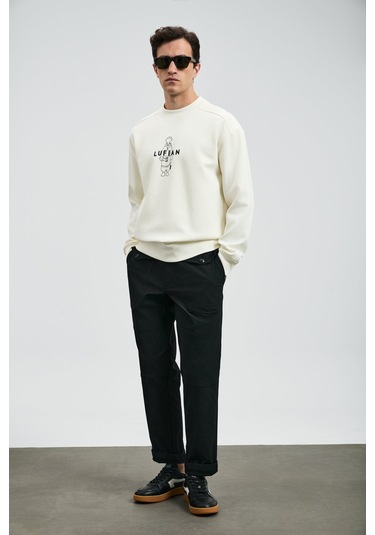 Lufian Erkek Sımba Sweatshirt 112030175 Kırık Beyaz Kırık Beyaz
