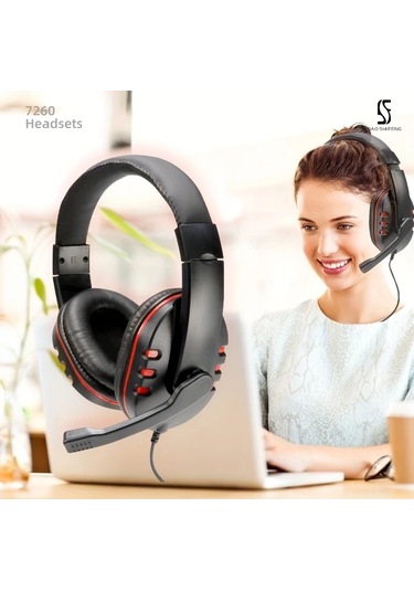 Oldfriend Siyah Kırmızı 7260 Kulaküstü Kulaklık Mikrofonlu Ps5 Xbox Pc İçin
