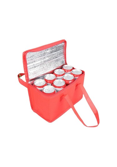 Kırmızı Taşınabilir İçecek Bira Alüminyum Folyo Yalıtım Soğutucu Çanta Öğle Yemeği Termal Paketi 28 14 17 Kırmızı