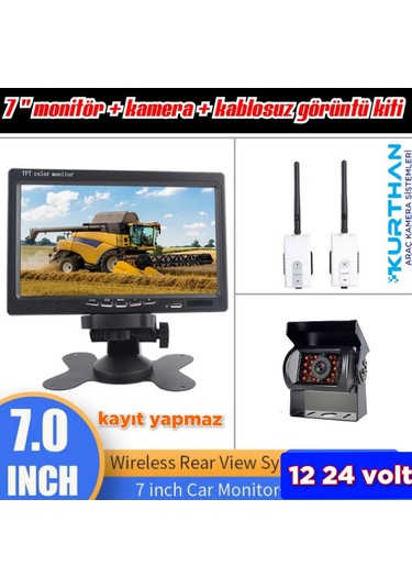 7 İnç Monitör Kablosuz Görüntü Aktarıcı Metal Kasa Kamera 12 24 V
