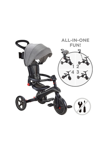 Globber Explorer 4in1 Katlanabilir Bisiklet - Siyah/gri