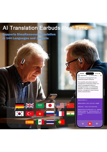 Aı Çeviri Kulaklıkları, Tercüme Kulaklıkları Gerçek Zamanlı, 3'ü 1 İşlevli Kulak Tomurcukları 144 Dil