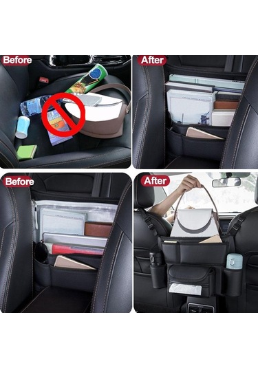 Araba Koltuğu Arka Organizatör Pu Deri Ped Çanta Araba Depolama Organizatör Katlanabilir Doku Sak Oto Oto İç Aksesuar Dğ. 54162003
