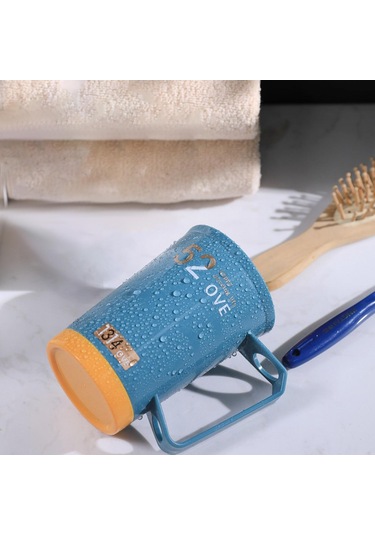 Suntek Yetişkin Arkadaşlar Için Kulplu Banyo Tumbler Kupası Mavi