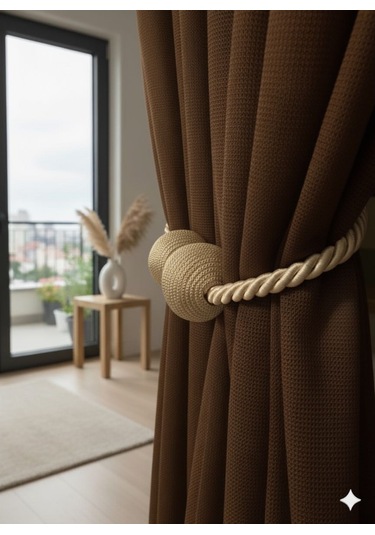 Mıknatıslı Perde Bağlama Aparat Aksesuarı Braçol Bej