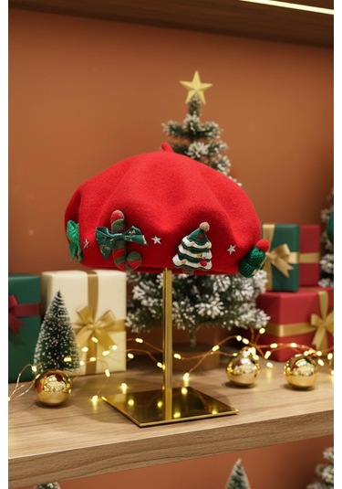 Kırmızı Yılbaşı Temalı Bere Çok Renkli