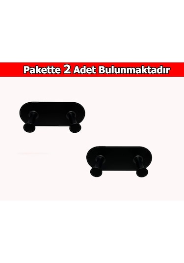 Thincal Kendinden Yapışkanlı Askılık İkili Mat Siyah 2 Li Paket Çok Renkli