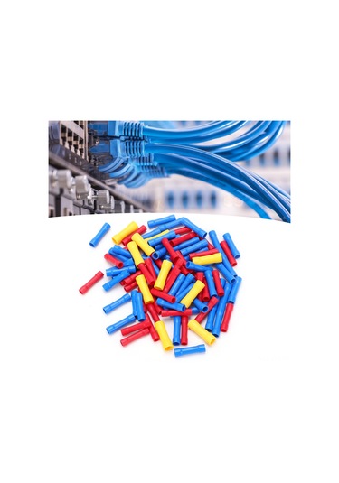 Youtek 100 Adet Tam Isoleli Su Geçirmez Bakır Terminale, Isıl Daraltmalı Kablolu Bağlayıcı Kırmızı-mavi-sarı , Yangın Dayanıklı Soğuk Presli Uygulama