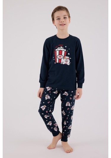 Rolypoly Erkek Çocuk Uzun Kol Pijama Takım Lacivert-1744 Lacivert