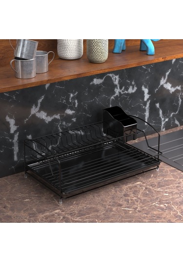 Teknotel Tek Katlı Tabaklık Bulaşıklık Mat Siyah Kb008 Mat Siyah