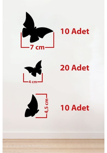 40 Adet Ahşap Dekoratif Kelebek Duvar Süsü Kelebekler Duvar Dekorasyon Ev Süsü