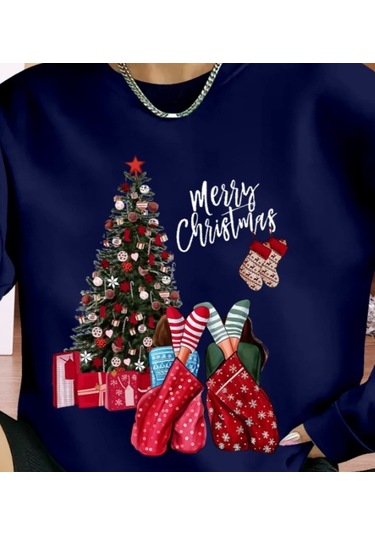 Supplierby Kadın Yılbaşı Özel Uzun Kollu Bisiklet Yaka Viskon Iki Iplik Bluz Lacivert