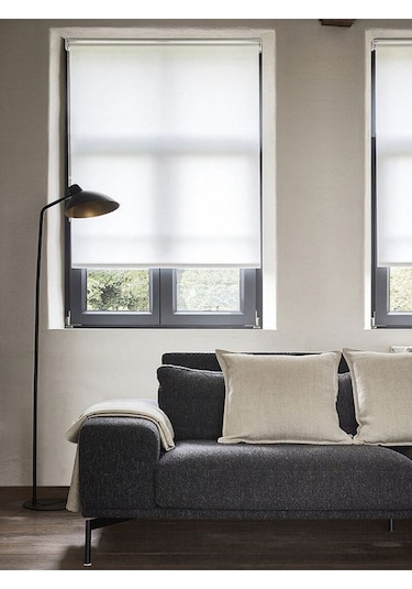 Modern Düz Ekru Zebra Stor Güneşlik Etek Dilimsiz Stor Perde Ekru