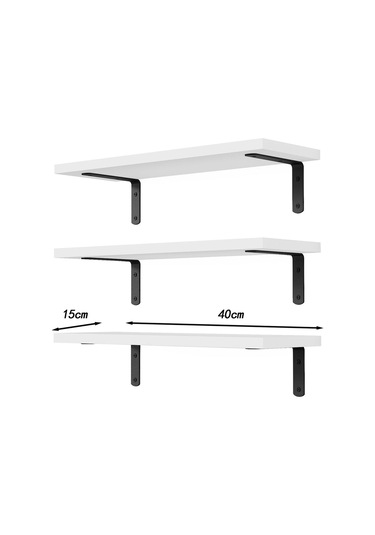 Suntek 3 Adet Duvara Monte Ahşap Yüzer Raflar Banyo Için Beyaz