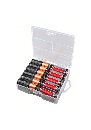 Awesomestore Aa/aaa Pil Depolama Kutusu - 24'lü Şeffaf Pil Saklama Kutusu