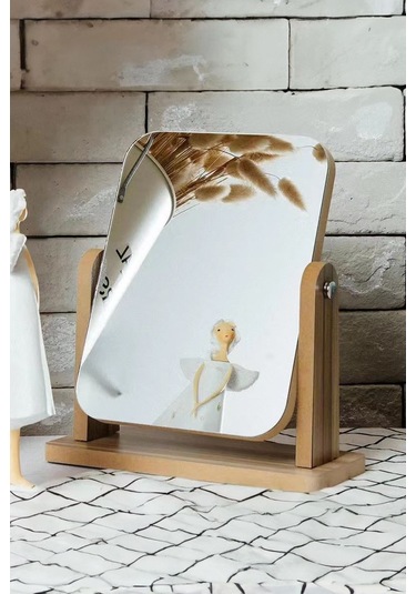 13 Cm Ahşap Tek Taraflı 360 Dönen Masa Aynası Cin805 Kahverengi