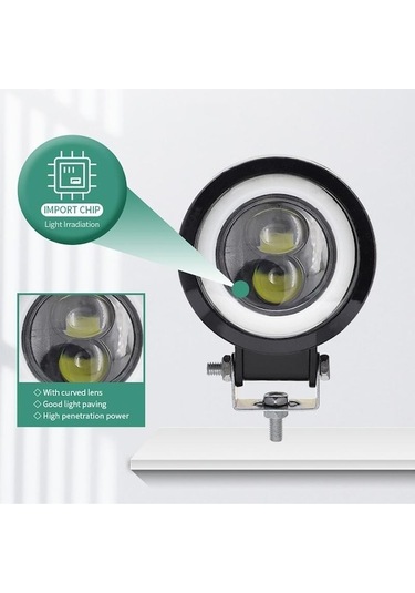 Novahub Motosiklet Farları 3 Inç 30 W Yuvarlak Melek Gözler Led Lens Spot Sis Lambası Işın Motosiklet Aksesuarları Sürüş Çalışma Işığı 2 Pieces