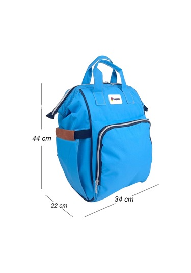 Lugami 05 Anne Bebek Bakım Sırt Çantası Biberon Termoslu Sıvı Geçirmez Mavi