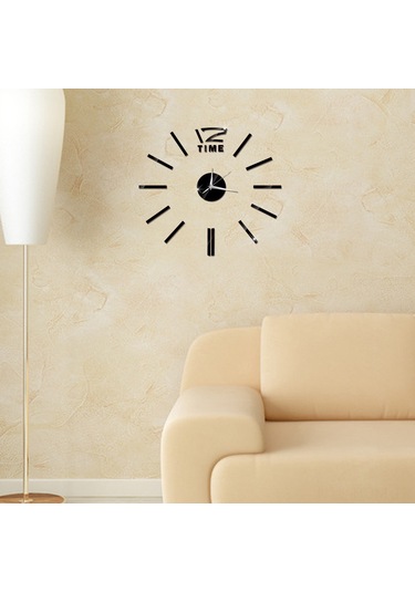 Suofeng Ev Dekoru İçin Siyah Modern Duvar Saati - Kolay Kurulum Dıy Zaman Gösterici Çok Renki