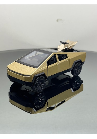 Tesla Cyber Truck 1:32 Ölçek Metal Çek Bırak 12 Cm Oyuncak Araba - Sarı