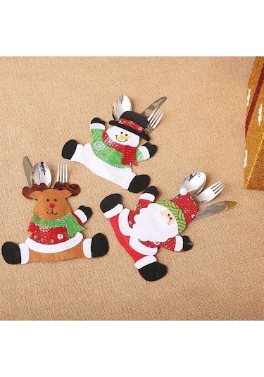 Pazly Noel Çatal Bıçak Tutucu, Santa Desenli Kılıf, Ev Ve Restoran Dekorasyonu Diğer