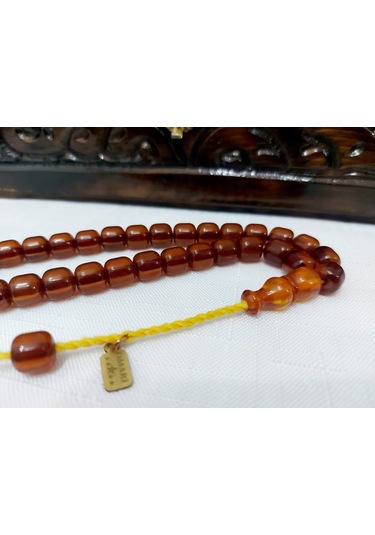 Omari Usta Havşalı Fıçı Kesim Sıkma Kehribar Tesbih 9.5x9.5