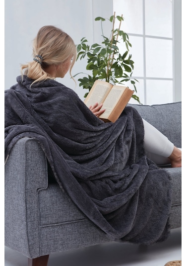 Deluxe Wellsoft Tv Battaniyesi Antrasit Tek Kişilik Battaniye 150x200 Cm