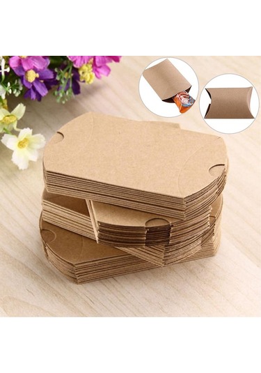 Siyah 50 Adet/grup Mevcut Kese Kraft Hediye Çantası Noel Yastık Şekli Kağıt Şeker Kutuları