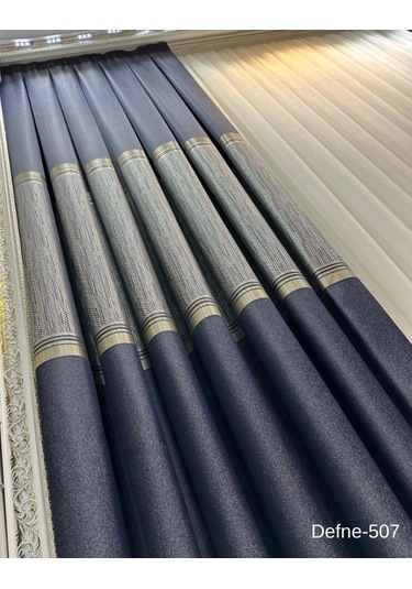 Nivemeshome Defne Lacivert Ft614166 V-507 1/3 Sık Pileli Fon Perde Apm Lacivert