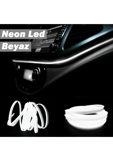 Neon Beyaz Torpido Ledi Araç İçi Renkli Neon Şerit İp 2 Metre