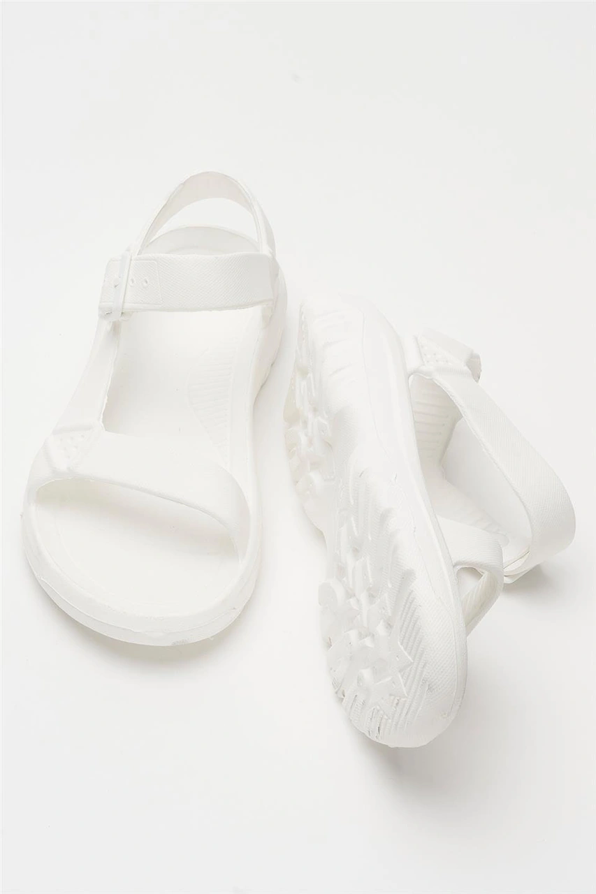 Unisex Eva Spor Kaymaz Yürüyüş Sandaleti Beyaz BEYAZ
