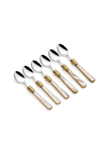 Rivadossi Elena Ring Krem 6'lı Çay/Nescafe Kaşığı Seti