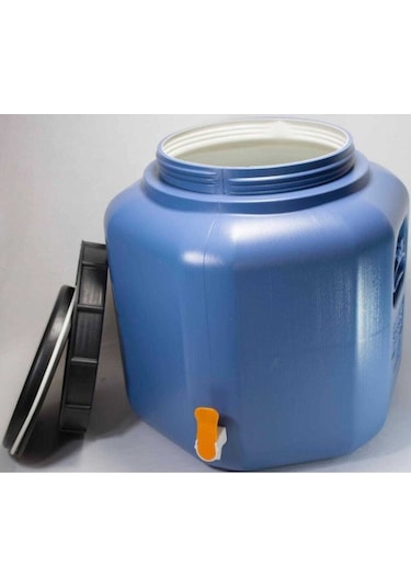 Musluk 50 L Litre Varil Içi Beyaz Plastik Köşeli Yağ Turşu Bidon Mavi