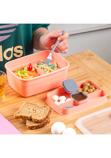 Porsima 3198 Vakumlu 2 Katlı Lunch Box - Sefer Tası 1200 Ml Somon