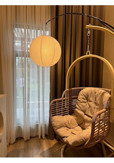 Teltree Japon Washi Kağıt Ve Bambü Çerçeve Yuvarlak Avize - Oturma Odası, Restoran, Kafe Için Yumuşak Işık 50cm Sadece Avize Beyaz