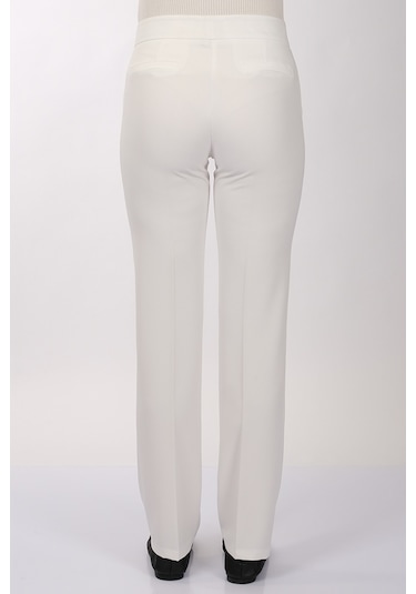 Modiva Minimalist Yüksek Bel Regular Fit Kadın Pantolon - Günlük & İş Ekru