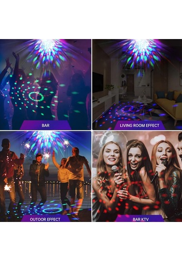 Skycity Bluetooth Rgb Renkli Müzik Işığı - 24w E26/e27 Evrensel Mini Dört Yaprak Projeksiyon Lambası