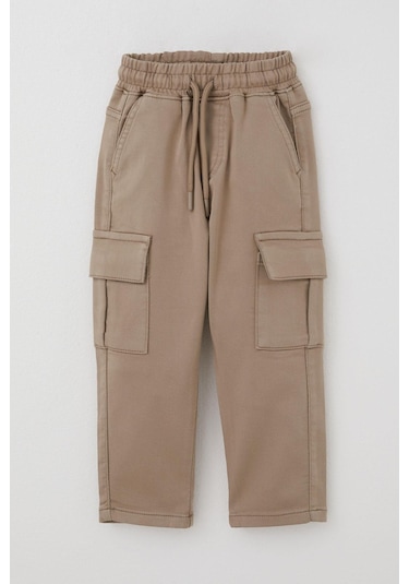 Breeze Erkek Çocuk Pantolon Kargo Cepli Beli Lastikli 1.5-5 Yaş, Bej Bej