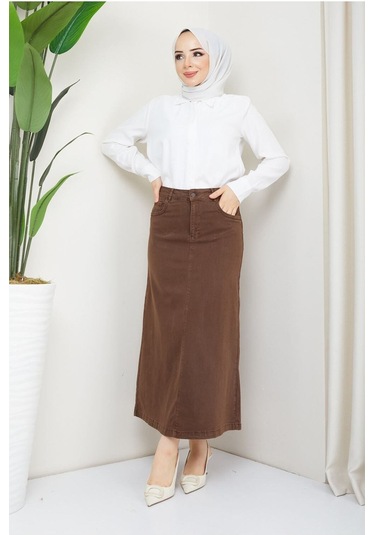 Ara Boy Likralı Gabardin Etek Kahverengi