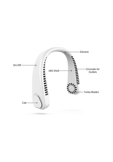 Tongxida Asılı Boyun Fanı Taşınabilir Tembel Yapraksız Asılı Metal Renk Model Beyaz