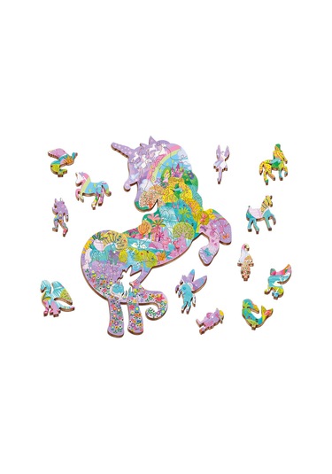 Ahşap Puzzle - Unicorn Canlı Renkler