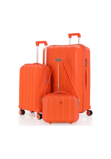 Mçs Polipropilen 3lü Valiz Seti Büyük & Kabin & Makyaj V305 S21yy1000082-set 00314 Portakal
