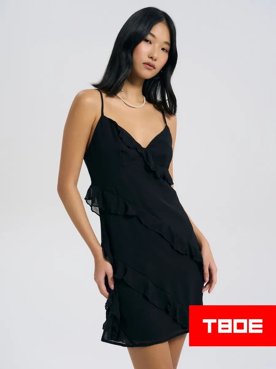 Tvoe Şık Askılı Mini Elbise 356083359 Siyah
