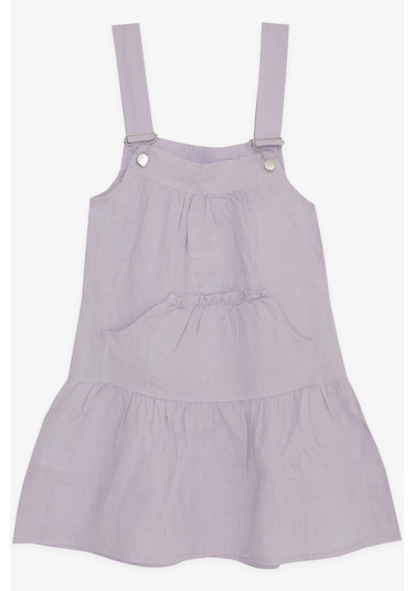 Escabel Kız Çocuk Jile Elbise Cepli Askılı 5-9 Yaş, Lila Lila