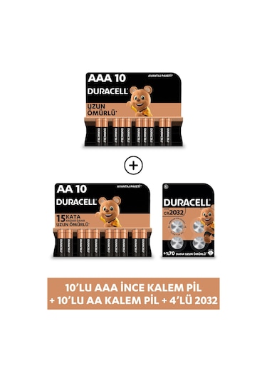 Duracell 10x AA - 10x AAA - 4x 2032 Lityum Düğme Pil Seti