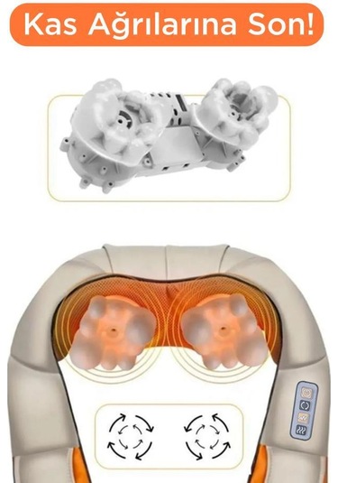 Qy-666 Cream Ovmalı Isıtmalı Boyun Sırt Bel Omuz Bacak Masaj Yastığı Masaj Aleti Krem